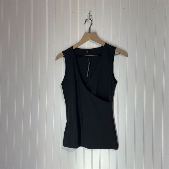J. Crew Tops - NWT J.Crew 365 Black Sleeveless Faux Wrap Stretch Top XS  Work Chic Minimalist